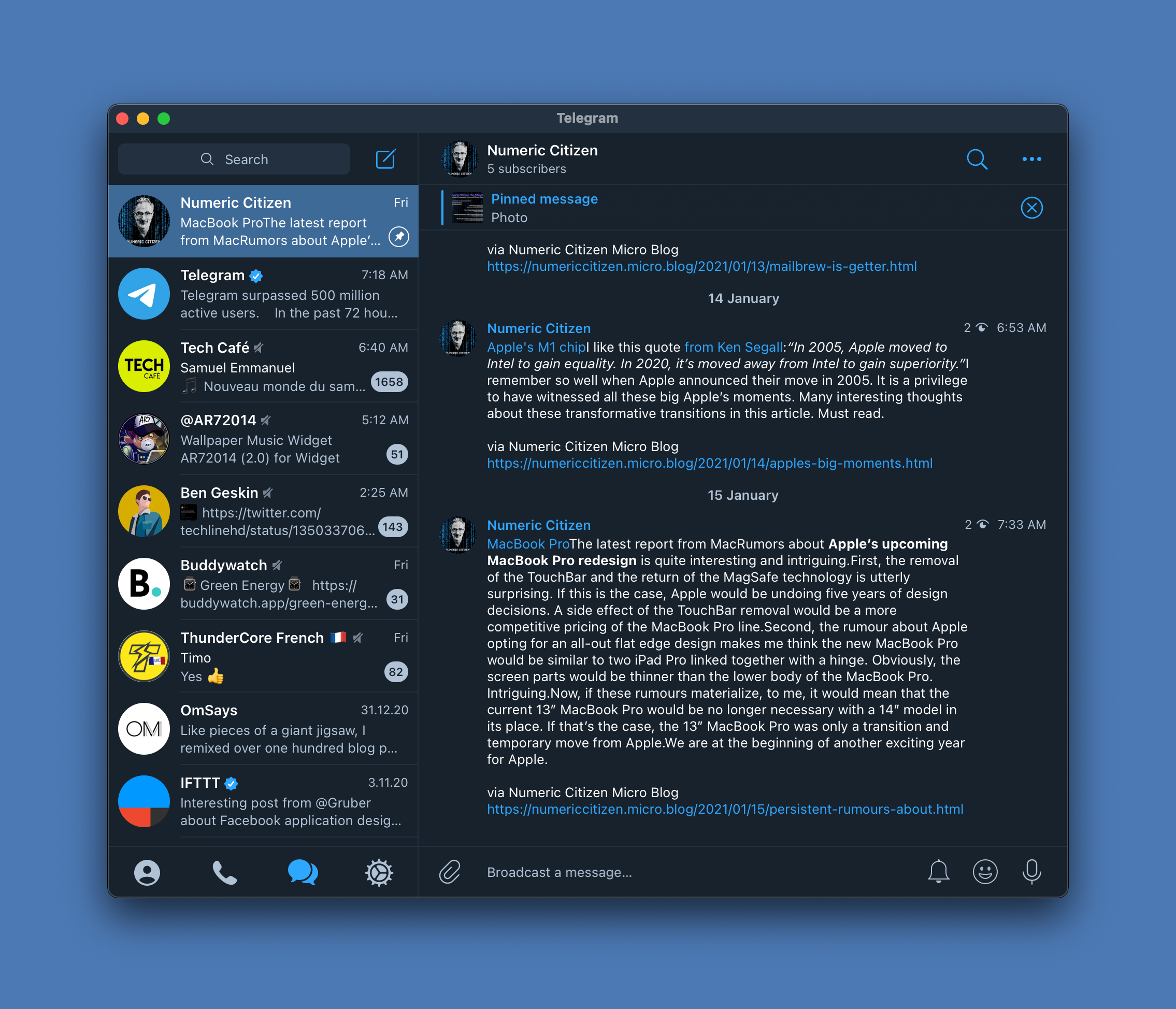 Telegram on macOS